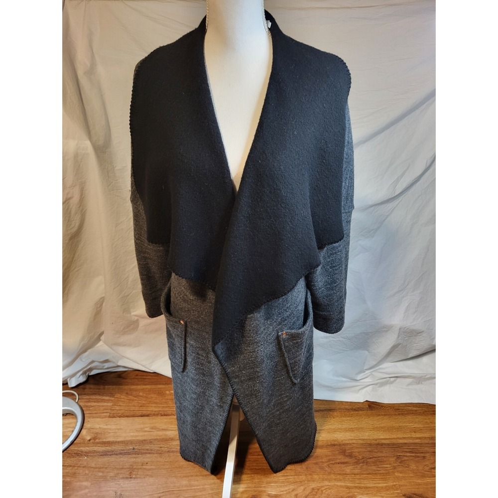 We Norwegians Gray Size M Open Front Wool Long Cardigan Sweater